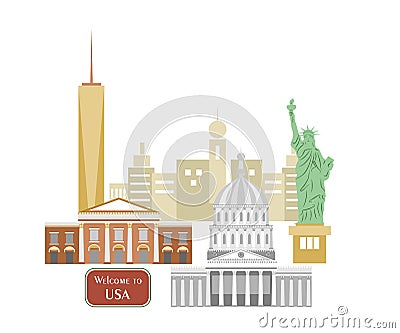 The USA set Vector Illustration