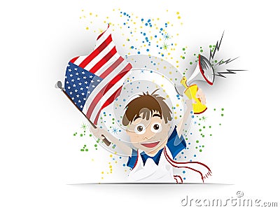 USA Soccer Fan Flag Cartoon Vector Illustration