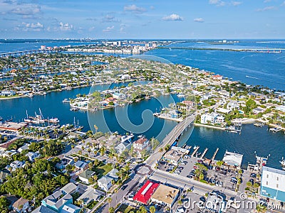 USA St. Petersburg FL. Clearwater Florida. St. Pete Beach US. Blue-turquoise color of salt water. American Suburbs. Stock Photo