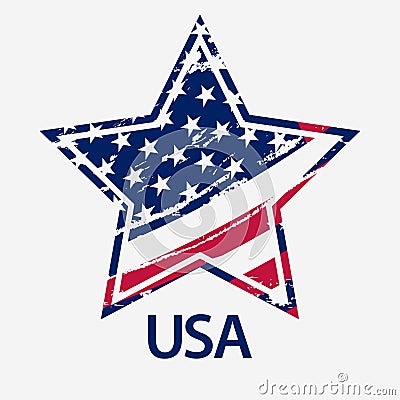 USA Star, Grunge american flag, vector Vector Illustration