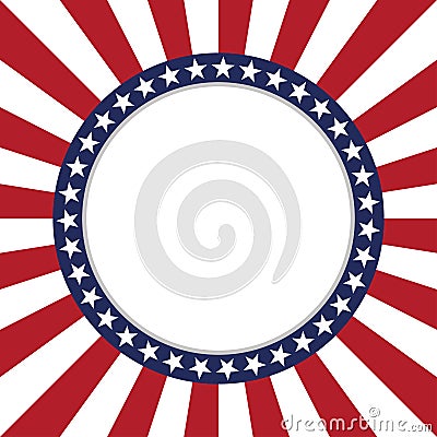 USA star vector pattern round frame. American patriotic circle border with stars and stripes pattern. Vector Illustration