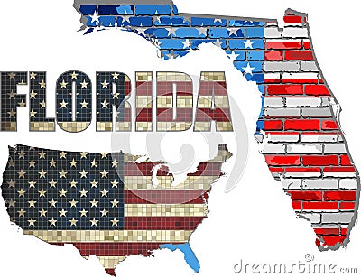 USA state of Florida on a brick wall Vector Illustration