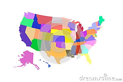 Usa state map colored vector Vector Illustration