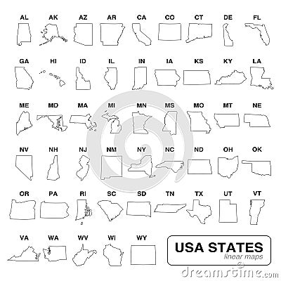 USA states linear maps vector illustration set Vector Illustration