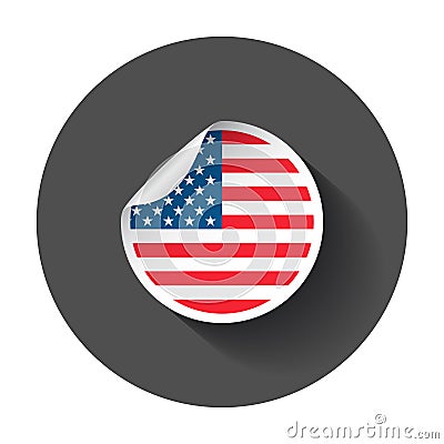 Usa sticker with flag. Vector Illustration