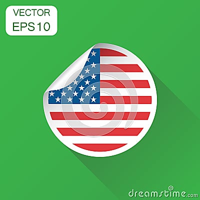 Usa sticker flag icon. Business concept America label pictogram. Vector Illustration