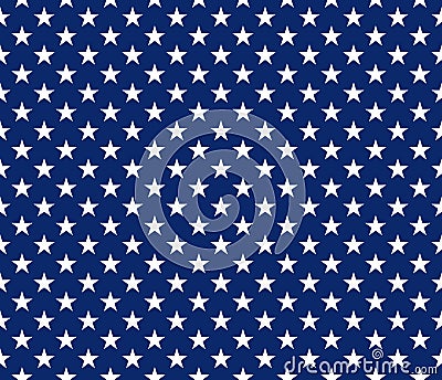 USA style seamless pattern white stars on blue background Vector Illustration