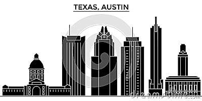 Usa, Texas Austin architecture vector city skyline, travel cityscape with landmarks, buildings, isolated sights on Vector Illustration