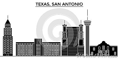 Usa, Texas San Antonio architecture vector city skyline, travel cityscape with landmarks, buildings, isolated sights on Vector Illustration