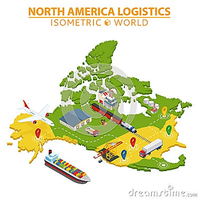 USA transportation and logistics. Delivery and shipping infographic elements. Vector Illustration