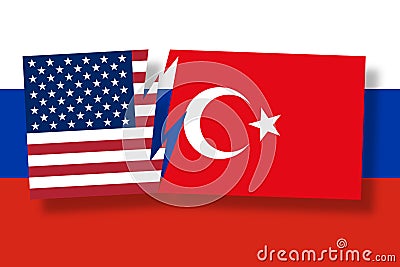 Usa and Turkey financial, diplomatic crisis concept. Vector Illustration
