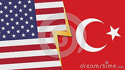 Usa and Turkey financial, diplomatic crisis concept. Vector Illustration
