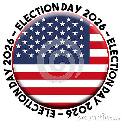 USA United States of America Election Day 2026 Circular Flag Concept - 3D Illustration Stock Photo