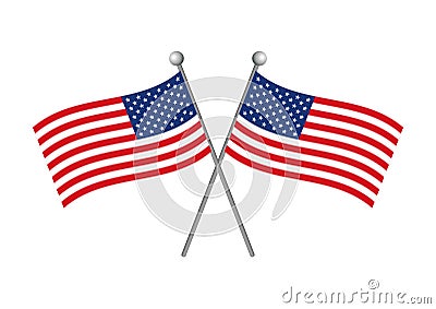 Two american crossed flags vector illustration Vector Illustration