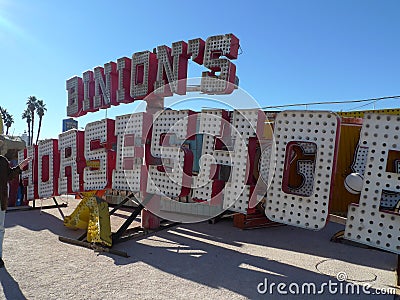 USA United States of America The Neon Museum Las Vegas Boneyard Strip Casinos Hotels Signages Signage Sign Signs Graveyard Editorial Stock Photo