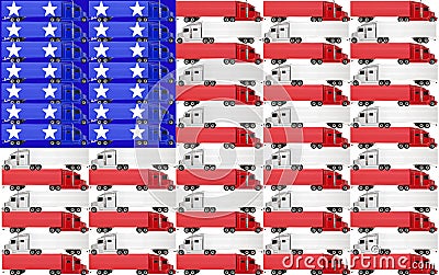 USA United States America Truck Flag Red White Blue Stock Photo
