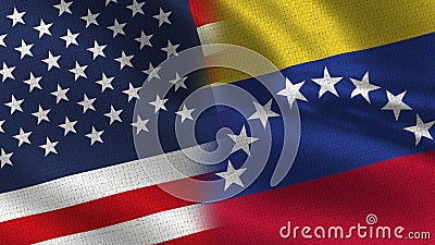 Usa and Venezuela Realistic Half Flags Together Stock Photo