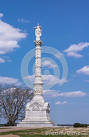 Frontal view on Revolutionary war Victory memorial Yorktown, VA, USA Editorial Stock Photo