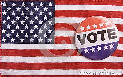 USA Voting Pin on Flag Stock Photo