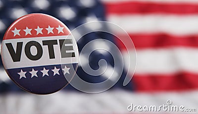 USA Voting Pin on Flag Stock Photo