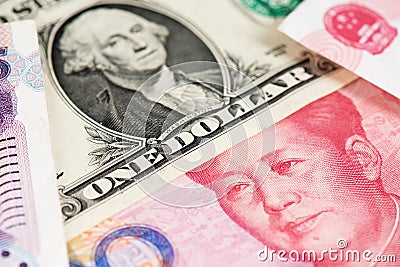 USA vs China. USA and China finance trade war concept. Dollar vs Yuan Stock Photo