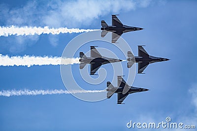 Usaf f16 jets flying at airshow Editorial Stock Photo