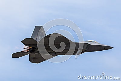 Fast pass by the USAF F-22 Raptor Editorial Stock Photo