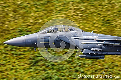 USAF F15 `strike eagle` low fly Wales, UK Editorial Stock Photo