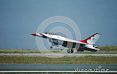 USAF Thunderbird General Dynamics F-16 ship 6 fighting falcon . Editorial Stock Photo