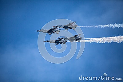 Usaf f16 jets flying at airshow Editorial Stock Photo