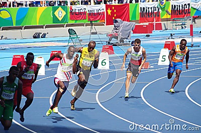 Usain Bolt running 200m Rio2016 Olympics Editorial Stock Photo