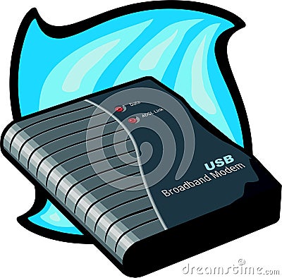 USB broadband modem Cartoon Illustration