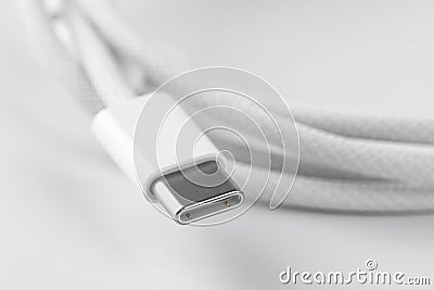USB C connector closeup, macro USB type C on Stock Photo