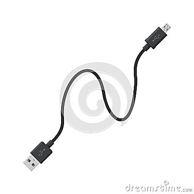 USB cable connector cord isolated on white background Stock Photo