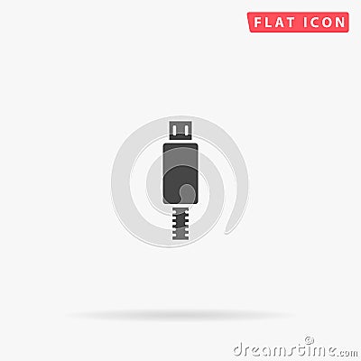 USB Cable flat vector icon Cartoon Illustration