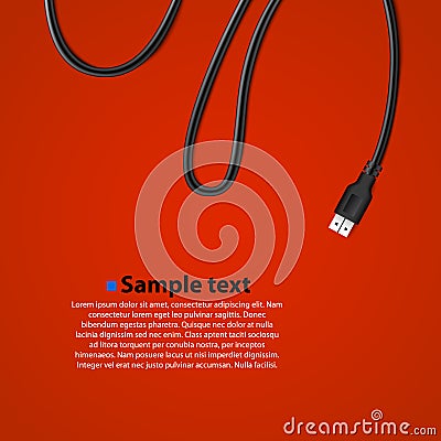 USB Cable Plug isolated Background. Vector Illustration