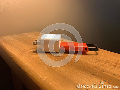 USB in a Charger Stock Photo