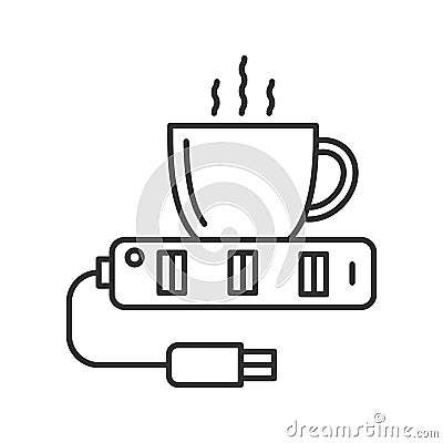USB cup warmer linear icon Cartoon Illustration