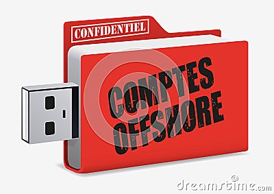 A USB key containing the confidential file of an offshore account Stock Photo