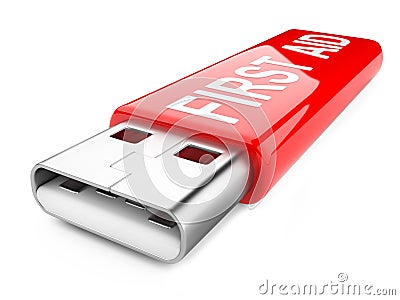 Usb flash drive and first aid sign Stock Photo