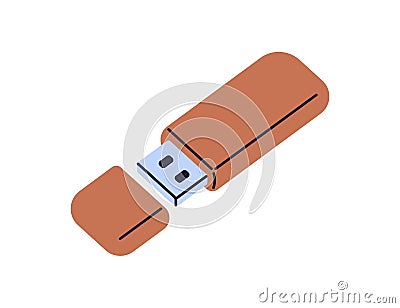 USB flash-drive, stick, thumbdrive for data, information storage. Mobile adapter. Gigabyte memory, computer pendrive Vector Illustration