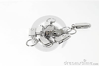 USB flash drives with metal housing Stock Photo