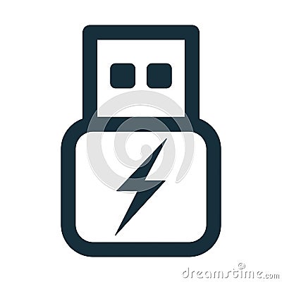 Usb flash power charge transparent icon Stock Photo