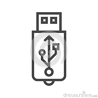 USB Line Icon Vector Illustration