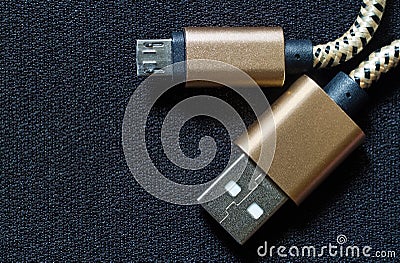 USB and micro USB connectors close-up. Stock Photo