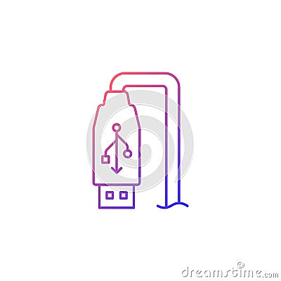 USB output gradient linear vector manual label icon Vector Illustration