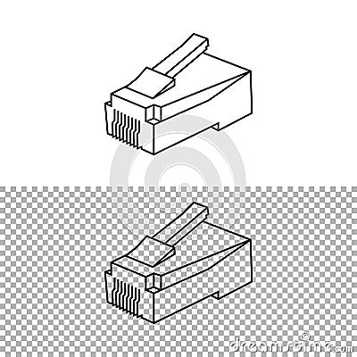 Network and ethernet cable. RJ45 Modular plugs for solid Cat5, RJ45 Female. Vector illustration EPS 10. Vector Illustration