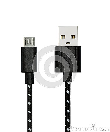 usb to micro-usb cable isolated on white background Stock Photo