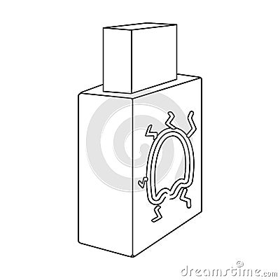 USB with virus icon in outline style isolated on white background. Hackers and hacking symbol stock vector illustration. Vector Illustration