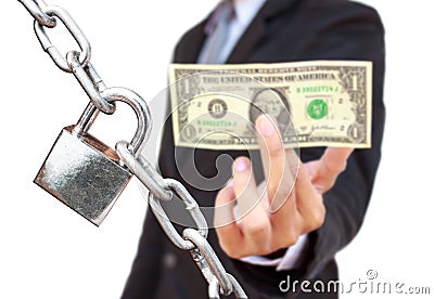 1 USD a businessman holding security Stock Photo